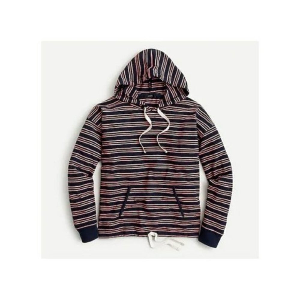 🆕 J.Crew Drawstring Hoodie – Striped Terry